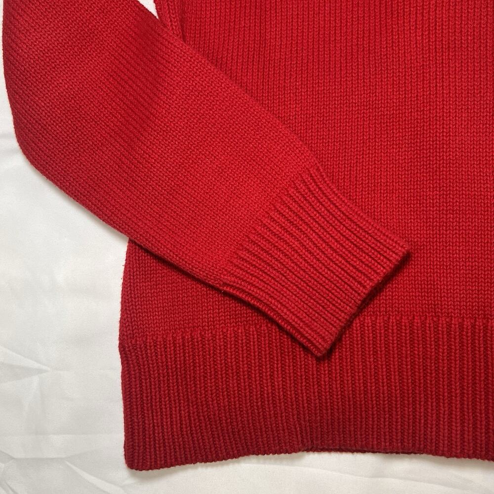 CHAPS Cardigan Sweater Women’s Size S Red Gold Buttons Front Chunky Knit Preppy - Picture 10 of 11